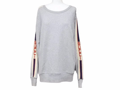 GUCCI グッチ テクニカルラインテープクルーネックスウェット 18AW グレー トップス トレーナー メンズ 中古 33804