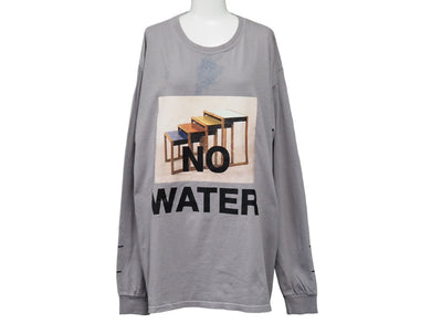 A-COLD-WALL アコールド 長袖Tシャツ ロンT NO WATER プリント コットン グレー サイズS 良品 中古 33977 