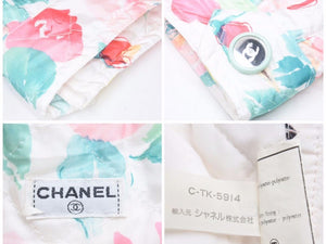 CHANEL シャネル ヴィンテージ モッズコート ジャケット フラワー 総柄ブルゾン ココマーク ナイロン レディース 良好 30735