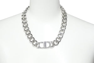 21SS Christian Dior クリスチャンディオール CD アイコンチェーン ネックレス シルバー 46cm ペンダント ロゴ 美品 34234