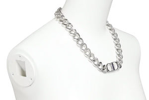 21SS Christian Dior クリスチャンディオール CD アイコンチェーン ネックレス シルバー 46cm ペンダント ロゴ 美品 34234