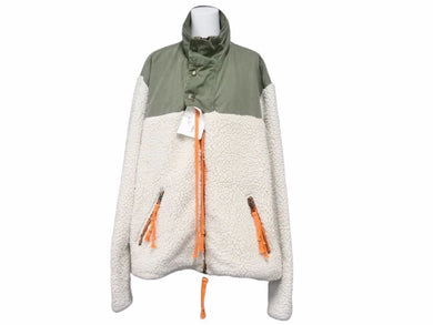 GREG LAUREN グレッグローレン ボア フリースジャケット ARMY カーキ アイボリー オレンジ サイズ4 メンズ 美品 N34304