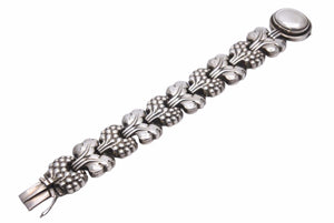 特大サイズ GEORG JENSEN ジョージ ジェンセン ブレスレット 30 シルバー 925 83.42g ヴィンテージ 草 植物 メンズ 美品 中古 34444