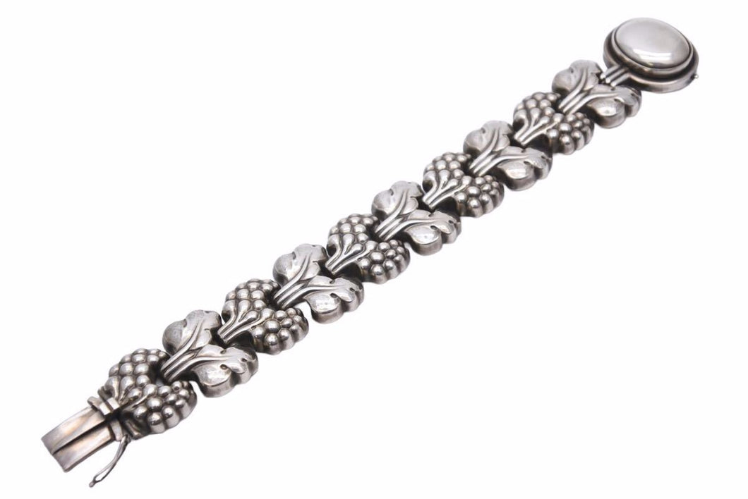 特大サイズ GEORG JENSEN ジョージ ジェンセン ブレスレット 30 シルバー 925 83.42g ヴィンテージ 草 植物 メンズ 美品 中古 34444