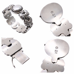 特大サイズ GEORG JENSEN ジョージ ジェンセン ブレスレット 30 シルバー 925 83.42g ヴィンテージ 草 植物 メンズ 美品 中古 34444