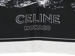 新品同様 CELINE セリーヌ モナコ 2021 シルク バンダナ ブラック ホワイト シルク レディース100% イタリア製 中古 34514