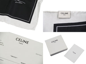 新品同様 CELINE セリーヌ モナコ 2021 シルク バンダナ ブラック ホワイト シルク レディース100% イタリア製 中古 34514