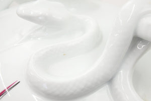 Gucci Decor グッチ デコール インテリアコレクション 花瓶 ポーセリンフラワーベース スネークハンドル ホワイト 美品 中古 34516