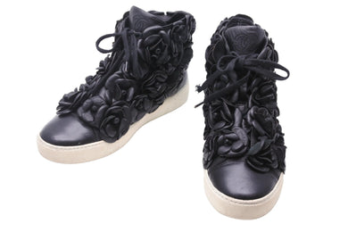 CHANEL シャネル カメリア ハイカットスニーカー スニーカー ブラック G29046 ココマーク ラバー サイズ37 レディース 中古 N34691