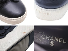 Load image into Gallery viewer, CHANEL シャネル カメリア ハイカットスニーカー スニーカー ブラック G29046 ココマーク ラバー サイズ37 レディース 中古 N34691