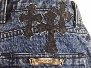 2021SS 新品 CHROME HEARTS クロムハーツ クロスパッチ デニムショーツ サイズ27 インディゴ クロスボタン レディース 34892