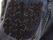 Load image into Gallery viewer, 2021SS 新品 CHROME HEARTS クロムハーツ クロスパッチ デニムショーツ サイズ27 インディゴ クロスボタン レディース 34892