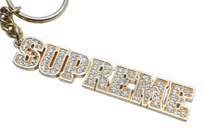 SUPREME シュプリーム 18SS ブロックロゴ キーチェーン ゴールドラインストーン アイスドアウト 中古 3547 