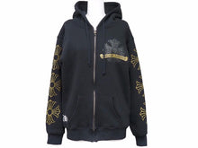 Load image into Gallery viewer, CHROME HEARTS クロムハーツ HOODIE ゴールドクラッシュプリントパーカー ゴールド ブラック メンズ 美品 35513