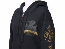 Load image into Gallery viewer, CHROME HEARTS クロムハーツ HOODIE ゴールドクラッシュプリントパーカー ゴールド ブラック メンズ 美品 35513