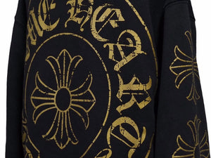 CHROME HEARTS クロムハーツ HOODIE ゴールドクラッシュプリントパーカー ゴールド ブラック メンズ 美品 35513