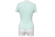 Load image into Gallery viewer, CHANEL シャネル 95P 半袖ニット カットソー トップス Ｔシャツ ミニココマーク サイズ 40 グリーンブルー レディース 美品 35537