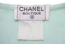 Load image into Gallery viewer, CHANEL シャネル 95P 半袖ニット カットソー トップス Ｔシャツ ミニココマーク サイズ 40 グリーンブルー レディース 美品 35537