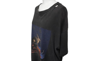 RUSH COUNTERPARTS ラッシュ 90s ウサギとカメ 半袖Ｔシャツ ブラック プリント ヴィンテージ 動物 サイズXL 中古 35571