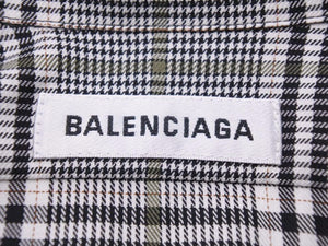BALENCIAGA バレンシアガ 20SS シャツ オーバーサイズ トップス 長袖 622050 チェック柄 グレー サイズ34 レディース 美品 35904 正規