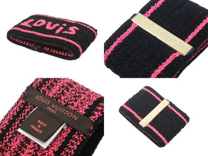 LOUIS VUITTON ルイ・ヴィトン タオル・リストバンド コットン グリーン ピンク ブラック ゴールド金具 美品 中古 36149