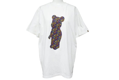 BAPE × Medicom Bearbrick ベイプ ベアブリック Tシャツ 半袖 カットソー プリント 人形 ホワイト マルチ sizeL メンズ 良好 36263