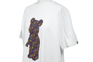 BAPE × Medicom Bearbrick ベイプ ベアブリック Tシャツ 半袖 カットソー プリント 人形 ホワイト マルチ sizeL メンズ 良好 36263