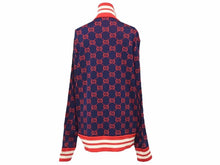 Load image into Gallery viewer, GUCCI グッチ 18AW GGジップアップ テクニカルジャージ トップス 長袖 ブルゾン ネイビー レッド サイズXL レディース 美品 36265