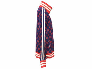 GUCCI グッチ 18AW GGジップアップ テクニカルジャージ トップス 長袖 ブルゾン ネイビー レッド サイズXL レディース 美品 36265
