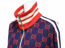Load image into Gallery viewer, GUCCI グッチ 18AW GGジップアップ テクニカルジャージ トップス 長袖 ブルゾン ネイビー レッド サイズXL レディース 美品 36265