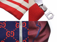 Load image into Gallery viewer, GUCCI グッチ 18AW GGジップアップ テクニカルジャージ トップス 長袖 ブルゾン ネイビー レッド サイズXL レディース 美品 36265