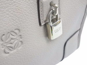 ロエベ LOEWE アマソナ28 レザー ベージュ カデナクロシェット ハンドバッグ 美品 中古 36447