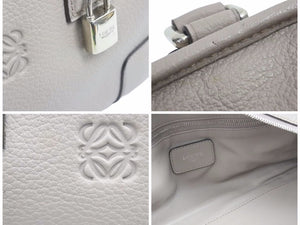 ロエベ LOEWE アマソナ28 レザー ベージュ カデナクロシェット ハンドバッグ 美品 中古 36447