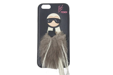 FENDI フェンディ カール ラガーフェルド スマホケース iPhone6 ケース レザー ファー 小物 7AR430 良品 中古 36683