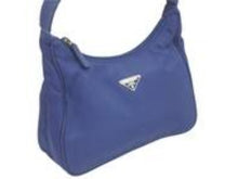 Load image into Gallery viewer, PRADA プラダ ホーボー ヴィンテージ ハンドバッグ ミニ ナイロン 三角ロゴ ブルー シルバー レディース 美品 中古 36698 正規品