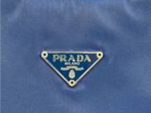 Load image into Gallery viewer, PRADA プラダ ホーボー ヴィンテージ ハンドバッグ ミニ ナイロン 三角ロゴ ブルー シルバー レディース 美品 中古 36698 正規品