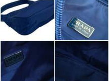 Load image into Gallery viewer, PRADA プラダ ホーボー ヴィンテージ ハンドバッグ ミニ ナイロン 三角ロゴ ブルー シルバー レディース 美品 中古 36698 正規品