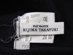 KIJIMATAKAYUKI キジマタカユキ ビーニー ニットキャップ 帽子 B117A0150012100 ポリウレタン 麻 綿 絹 ネイビー 美品 中古 36853