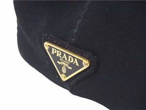 PRADA プラダ カナパ 2WAY ハンドバッグ 1BG439 キャンバス ブラック ゴールド金具 ストラップ付き 良好 N36911