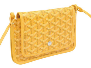 GOYARD ゴヤール ショルダーバッグ ポジェット プリュメ ポーチウォレット PVC×レザー イエロー 新品同様 36988