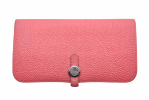 HERMES エルメス ドゴンロング ピンク長財布 ローズリップスティック コインケース トゴ レザーロングウォレット 美品 中古 37096