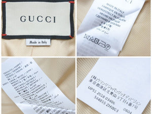 guuci グッチ ロングコート アイボリー 544855 ggパール ウェブライン レッド ボタン付き 38 美品 37199 