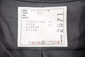 未使用品 sacai サカイ 22SS Suiting Mix Pullover プルオーバーシャツ 22-02671M グレー サイズ2 中古 37508