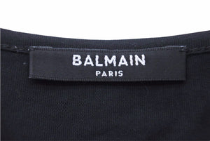 BALMAIN バルマン タンクトップ ノースリーブ レディース ブラック ゴールド ロゴ ボタン XS 美品 36164