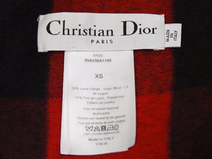 Christian Dior クリスチャンディオール ポンチョ チェック柄 ブランケット レッド 950V36A1190 レディース サイズXS 美品 37838