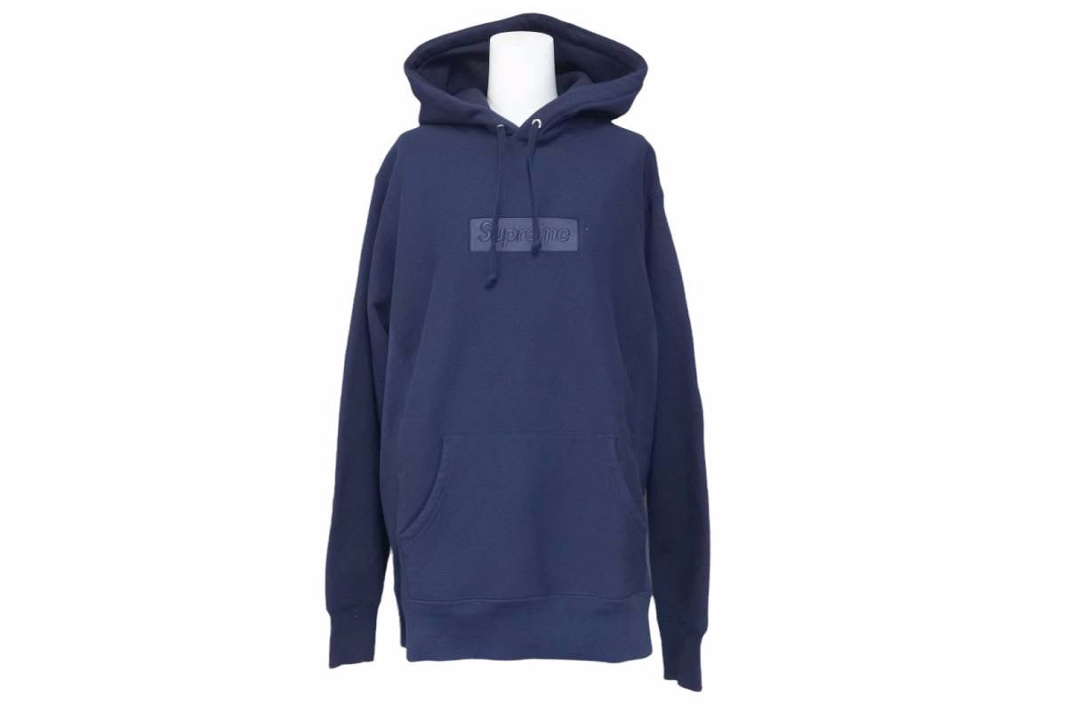 14AW SUPREME シュプリーム ネイビー コットン ボックスロゴプル 