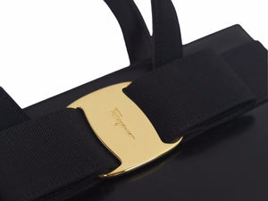 Salvatore Ferragamo フェラガモ ヴァラリボン ハンドバッグ ブラック イタリア製 BA214178 レディース 美品 中古 37930