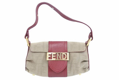 FENDI フェンディ マンマバケット 712936 ズッカショルダー ハンドバッグ キャンバス レザー ロゴプレート 38047 