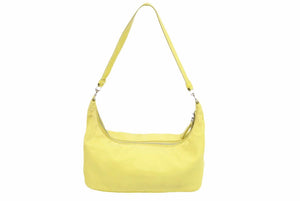PRADA プラダ ヴィンテージ ハンドバッグ ワンショルダー ナイロン レザー イエロー シルバー金具 中古 N38058
