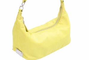 PRADA プラダ ヴィンテージ ハンドバッグ ワンショルダー ナイロン レザー イエロー シルバー金具 中古 N38058